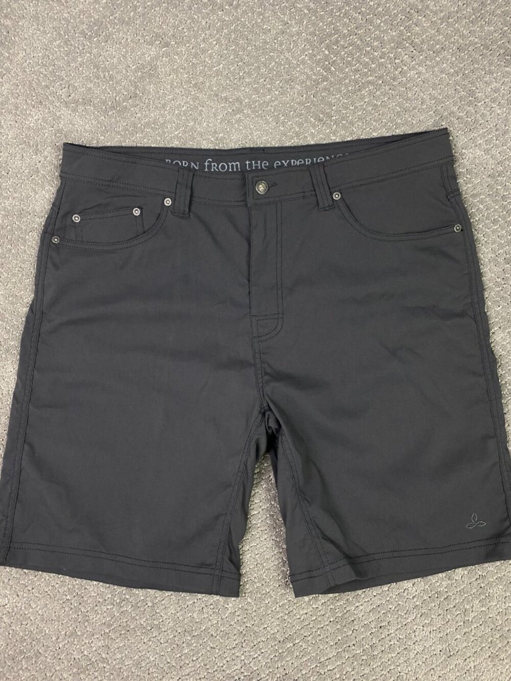 Prana Brion Shorts Mens 38 x 9 Gray Hiking Outdoor Performance Stretch Nylon